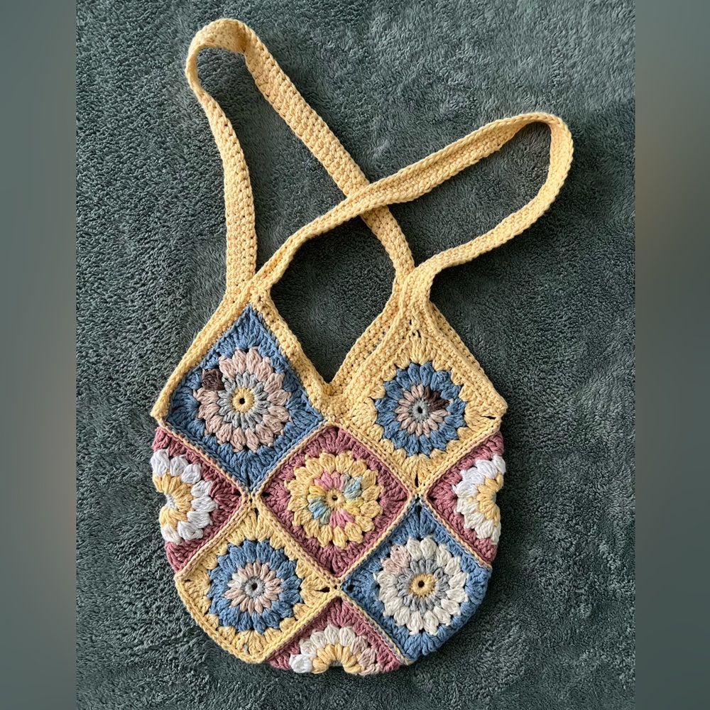 Handmade Crochet Bag 
100% Cotton – Boho Granny Square Tote - Picture 4 of 6